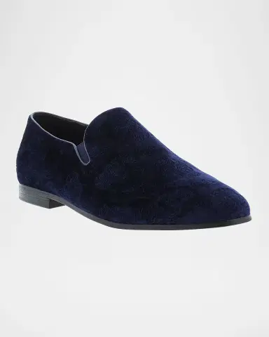 Robert Graham Men's Renegade Skull-Embossed Velvet Loafers | Thumbnail 2