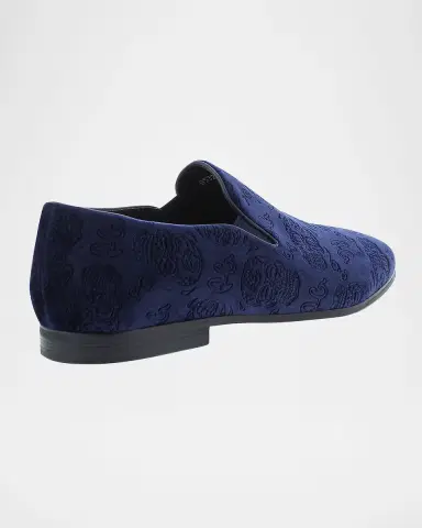 Robert Graham Men's Renegade Skull-Embossed Velvet Loafers | Thumbnail 3