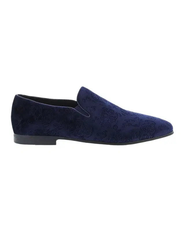 Robert Graham Men 's Renegade Skull-Embossed Velvet Loafers