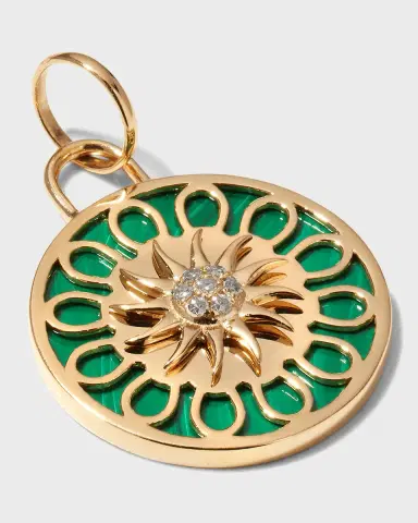 Kastel Jewelry 14K Gold Malachite & Diamond Sun Pendant | Thumbnail 3