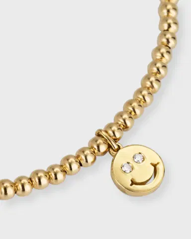 Sydney Evan 2mm Gold Bead Diamond Happy Face Charm Bracelet | Thumbnail 3 Sydney Evan 2mm Gold Bead Diamond Happy Face Charm Bracelet | Thumbnail 3