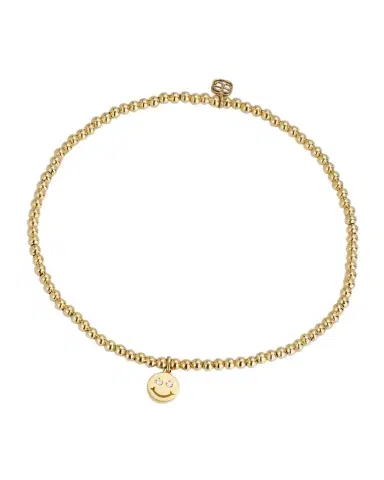 Sydney Evan 2mm Gold Bead Diamond Happy Face Charm Bracelet | Thumbnail 1 Sydney Evan 2mm Gold Bead Diamond Happy Face Charm Bracelet | Thumbnail 1