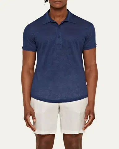 Orlebar Brown Men's Sebastian Linen Polo Shirt | Thumbnail 4 Orlebar Brown Men's Sebastian Linen Polo Shirt | Thumbnail 4