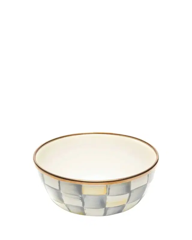 MacKenzie-Childs 4.5" Sterling Check Enamel Pinch Bowl
