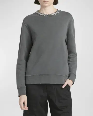 Golden Goose Distressed Crystal-Embellished Crewneck Sweatshirt | Thumbnail 4 Golden Goose Distressed Crystal-Embellished Crewneck Sweatshirt | Thumbnail 4