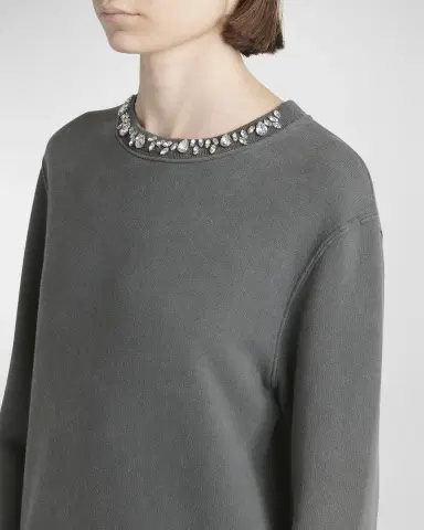 Golden Goose Distressed Crystal-Embellished Crewneck Sweatshirt | Thumbnail 5 Golden Goose Distressed Crystal-Embellished Crewneck Sweatshirt | Thumbnail 5