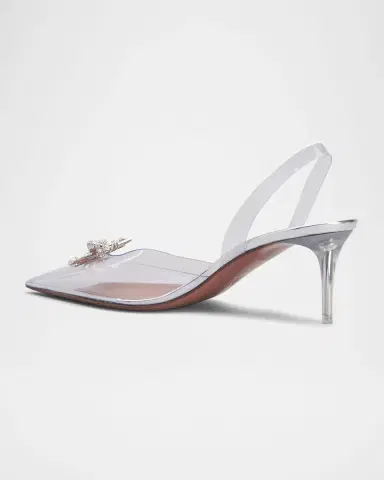 Amina Muaddi Rosie Clear Bow Halter Pumps | Thumbnail 3 Amina Muaddi Rosie Clear Bow Halter Pumps | Thumbnail 3