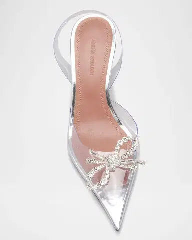 Amina Muaddi Rosie Clear Bow Halter Pumps | Thumbnail 5 Amina Muaddi Rosie Clear Bow Halter Pumps | Thumbnail 5