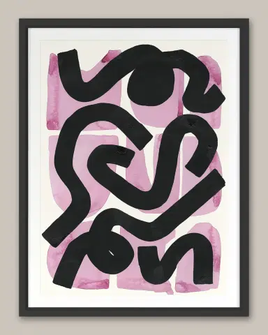 Grand Image Home Pink And Black Squiggle ' Framed Wall Art | Thumbnail 1 Grand Image Home Pink And Black Squiggle ' Framed Wall Art | Thumbnail 1
