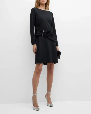 Emporio Armani Draped Bateau-Neck Jersey Midi Dress | Thumbnail 2 Emporio Armani Draped Bateau-Neck Jersey Midi Dress | Thumbnail 2