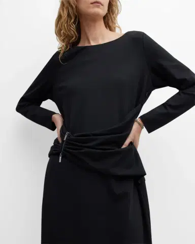 Emporio Armani Draped Bateau-Neck Jersey Midi Dress | Thumbnail 7 Emporio Armani Draped Bateau-Neck Jersey Midi Dress | Thumbnail 7