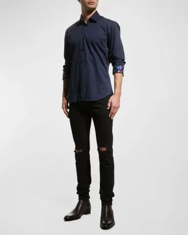 Jared Lang Men 's Contrast-Reverse Sport Shirt | Thumbnail 2 Jared Lang Men 's Contrast-Reverse Sport Shirt | Thumbnail 2