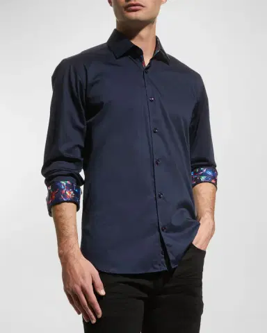 Jared Lang Men 's Contrast-Reverse Sport Shirt | Thumbnail 4 Jared Lang Men 's Contrast-Reverse Sport Shirt | Thumbnail 4