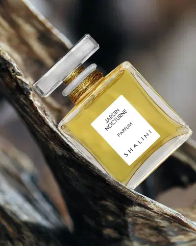 Shalini Parfum Jardin Nocturne Cubique Glass Bottle with Glass Stopper sealed with Gold Thread, 1.7 oz./ 50 mL | Thumbnail 1