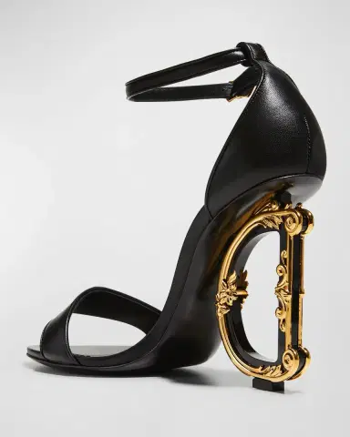 Dolce & Gabbana Leather Barocco-Heel Sandals | Thumbnail 6 Dolce & Gabbana Leather Barocco-Heel Sandals | Thumbnail 6