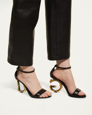 Dolce & Gabbana Leather Barocco-Heel Sandals | Thumbnail 10 Dolce & Gabbana Leather Barocco-Heel Sandals | Thumbnail 10