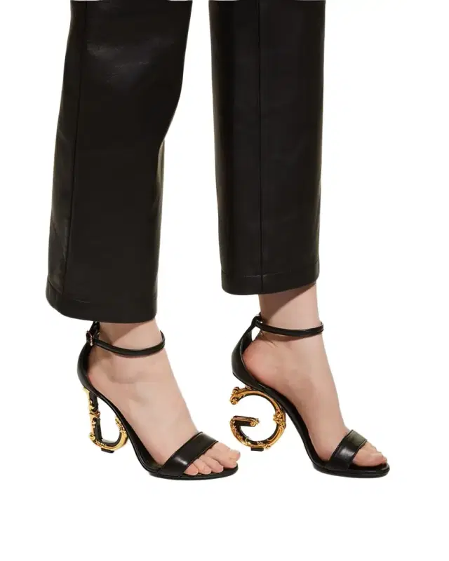 Leather Barocco-Heel Sandals