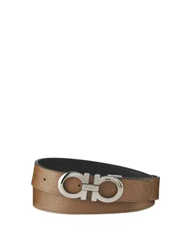 Ferragamo Men's Gancini Reversible Pebbled Leather Belt | Thumbnail 1