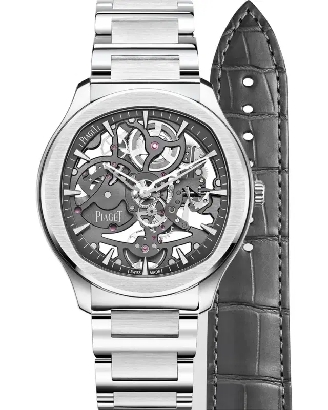 Piaget Polo 42mm Stainless Steel Grey Skeleton Watch