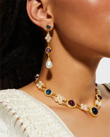 Ben-Amun Multi-Stone Pearly Drop Post Earrings | Thumbnail 5 Ben-Amun Multi-Stone Pearly Drop Post Earrings | Thumbnail 5