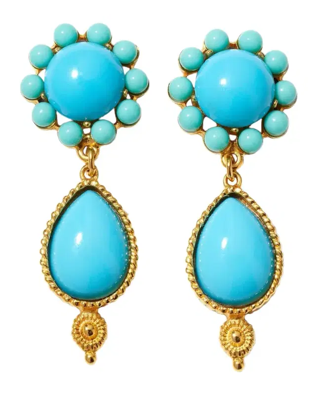 Gold Stone Dangle Earrings