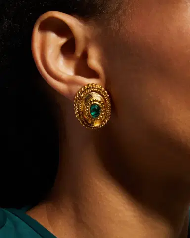 Ben-Amun Emerald Glass Clip-On Earrings | Thumbnail 2 Ben-Amun Emerald Glass Clip-On Earrings | Thumbnail 2