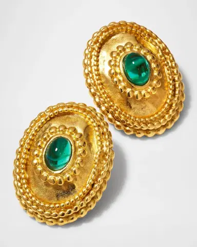 Ben-Amun Emerald Glass Clip-On Earrings | Thumbnail 3 Ben-Amun Emerald Glass Clip-On Earrings | Thumbnail 3