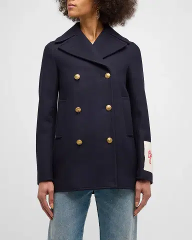 Golden Goose Wool Double-Breasted Button Peacoat | Thumbnail 4