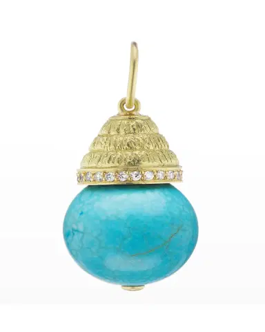Jenna Blake Yellow Gold Turquoise Large Acorn Charm with Diamonds | Thumbnail 2
