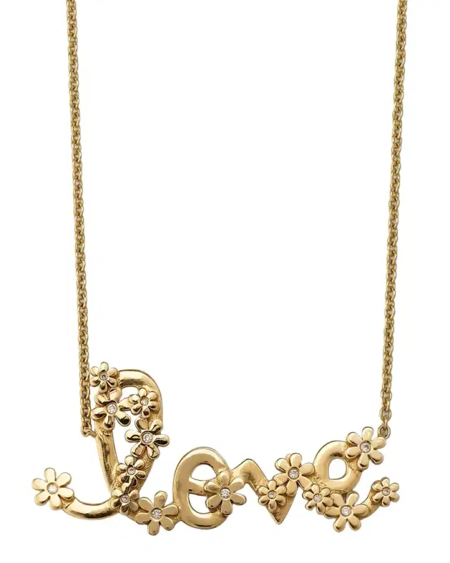 14K Gold Daisy Love Necklace with Diamonds