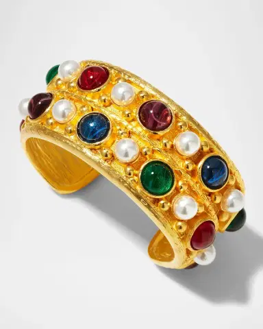 Ben-Amun Gold Stone and Pearly Bangle | Thumbnail 3