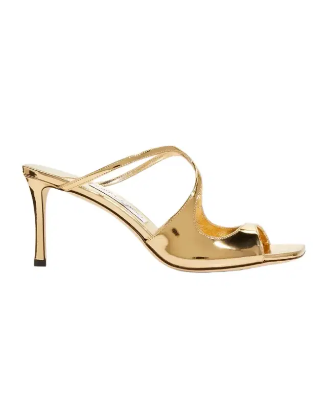 Jimmy Choo Anise Metallic Leather Slide Sandals