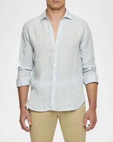 Orlebar Brown Men 's Giles Linen Sport Shirt | Thumbnail 2