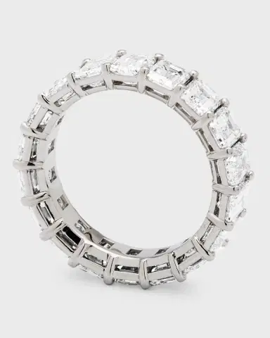 Neiman Marcus Diamonds Platinum Emerald-Cut FG/VS Diamond Eternity Band, Size 6.75, 7.74tcw | Thumbnail 3