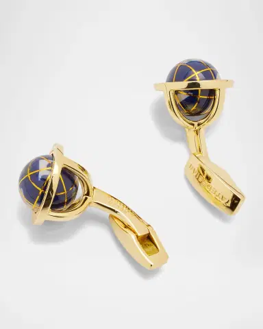 Tateossian Men 's Lapis Mosaic Globe Cufflinks | Thumbnail 4