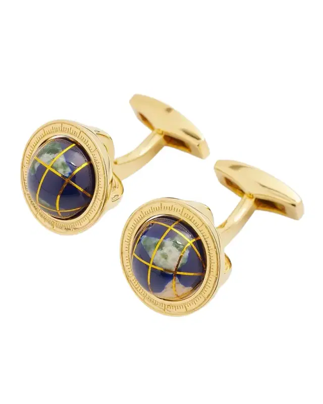 Men 's Lapis Mosaic Globe Cufflinks