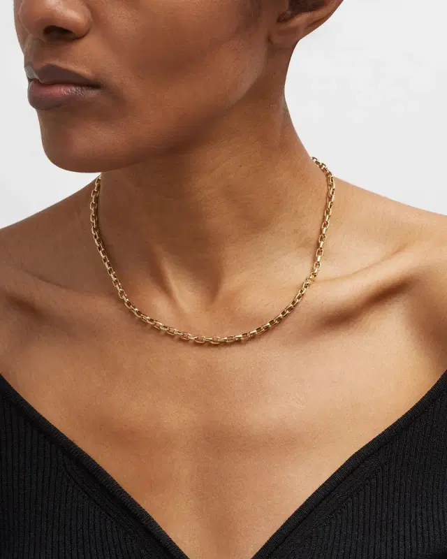 Yellow Gold Chain Necklace, 17"L