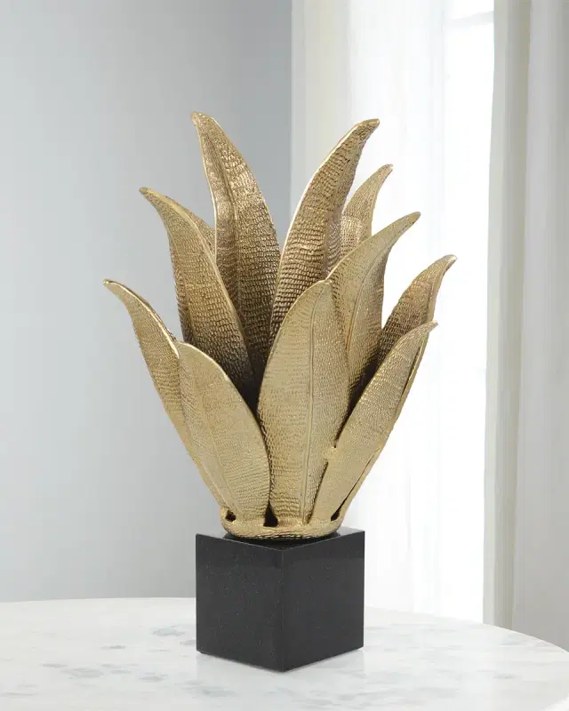 Handcrafted Brass Leaf Sculpture
