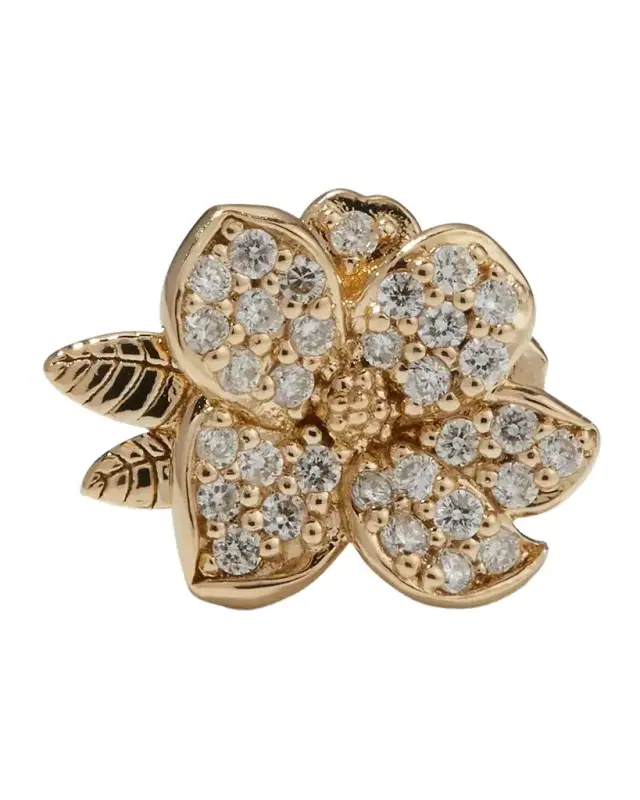 Magnolia Diamond Flower Stud Single Earring