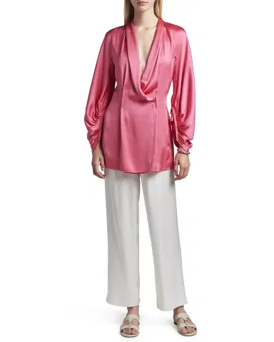 Giorgio Armani Draped Silk Tunic Blouse | Thumbnail 2 Giorgio Armani Draped Silk Tunic Blouse | Thumbnail 2