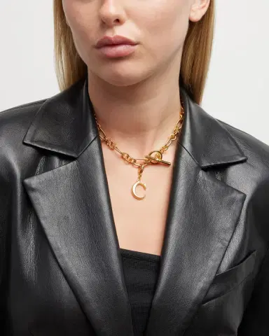 Ben-Amun Link Brass Chain Necklace with Initial Charm | Thumbnail 2