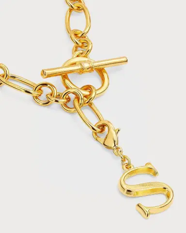 Ben-Amun Link Brass Chain Necklace with Initial Charm | Thumbnail 12