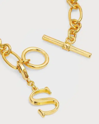 Ben-Amun Link Brass Chain Necklace with Initial Charm | Thumbnail 13