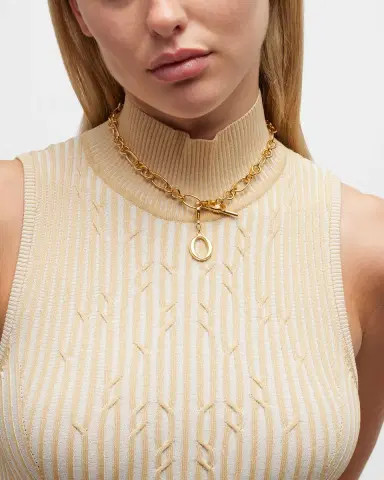 Ben-Amun Link Brass Chain Necklace with Initial Charm | Thumbnail 15