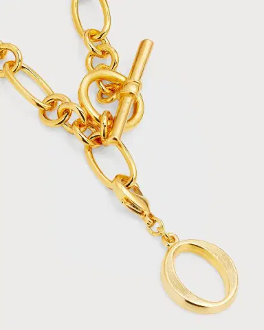 Ben-Amun Link Brass Chain Necklace with Initial Charm | Thumbnail 16