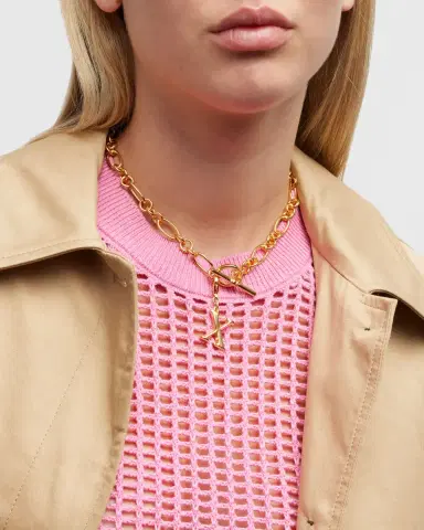 Ben-Amun Link Brass Chain Necklace with Initial Charm | Thumbnail 19