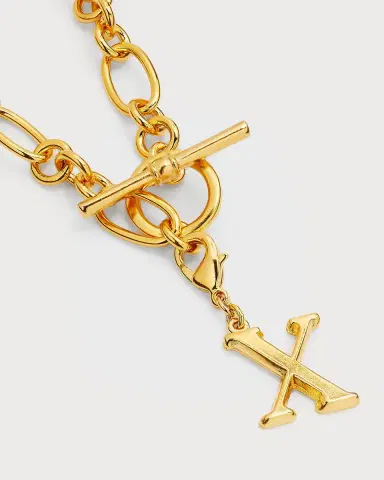 Ben-Amun Link Brass Chain Necklace with Initial Charm | Thumbnail 20