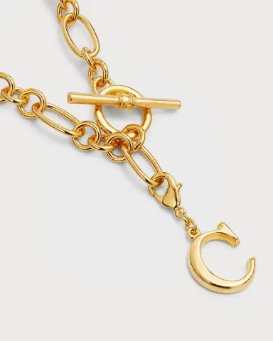 Ben-Amun Link Brass Chain Necklace with Initial Charm | Thumbnail 3