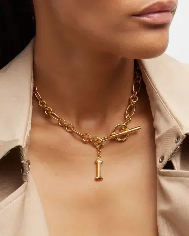 Ben-Amun Link Brass Chain Necklace with Initial Charm | Thumbnail 23