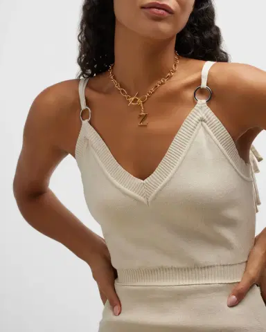 Ben-Amun Link Brass Chain Necklace with Initial Charm | Thumbnail 27